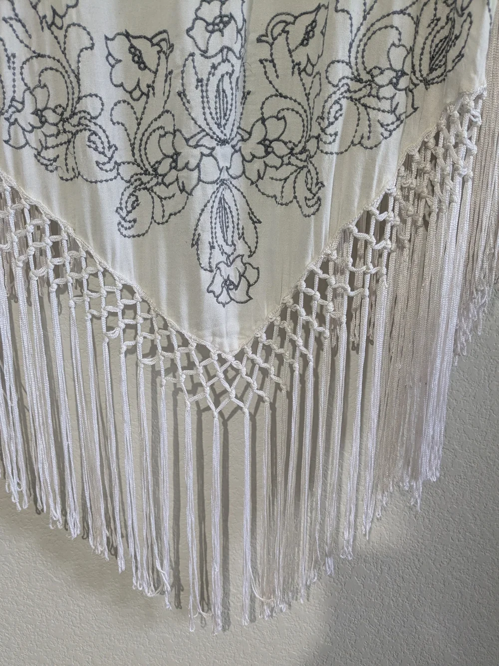 Anna Sui X O'Neill Collab Boho Fringe Tasseled Embroidered Shawl